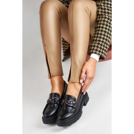 La.Fi Crne mokasine na platformu od eko kože crno 2