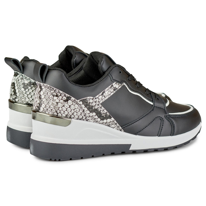 Ženske crne cipele na vezanje s niskim klinom crna 1