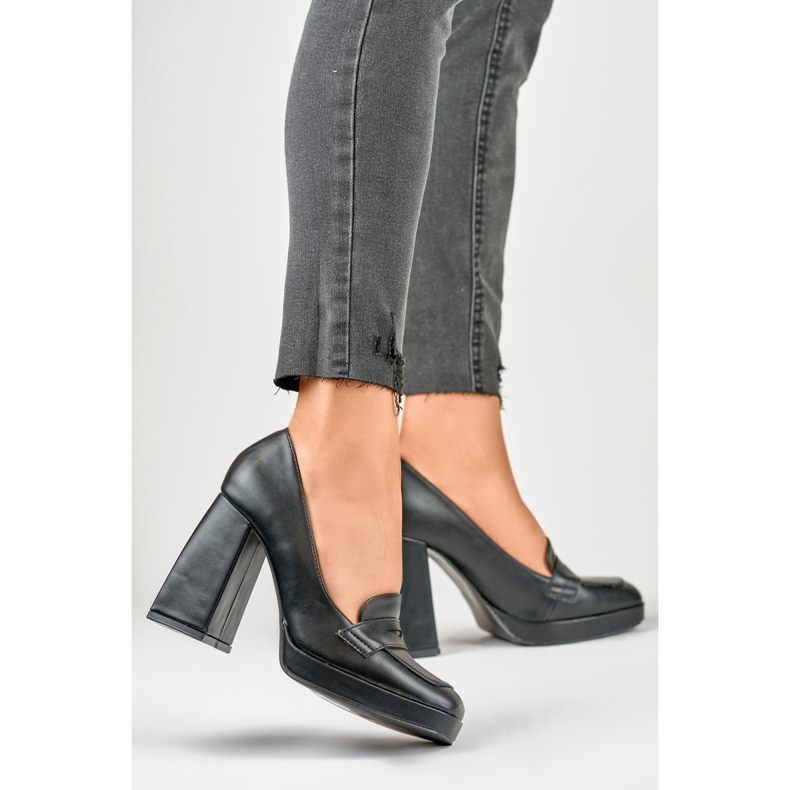 Moderne mokasinke na visoku široku kopču crna 2