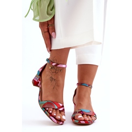 STEPHAN Satenske sandale s visokim petama s uzorkom, ružičasti miks Inspirirajte me! višebojan 3