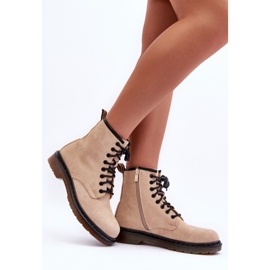 Asteoris Radničke čizme s ravnom petom od antilopa, bež boje 2