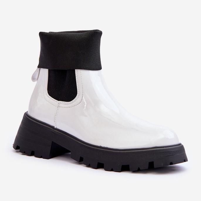 Ženske lakirane Jodhpur čizme bijele Pavo bijela 1