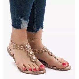 Japanke od šampanjca s elastično ukrašenim sandalama ST3107Y zlatni 1