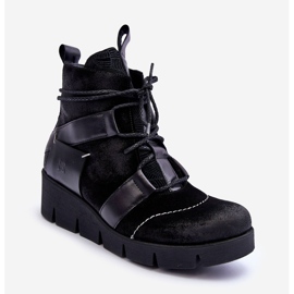 Kožne čizme na wedge Maciejka 06185-01 crne crna 1