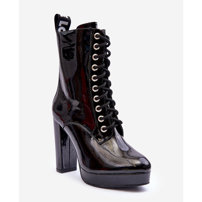 Black Lolis lakirane čizme na visoku petu crno 1