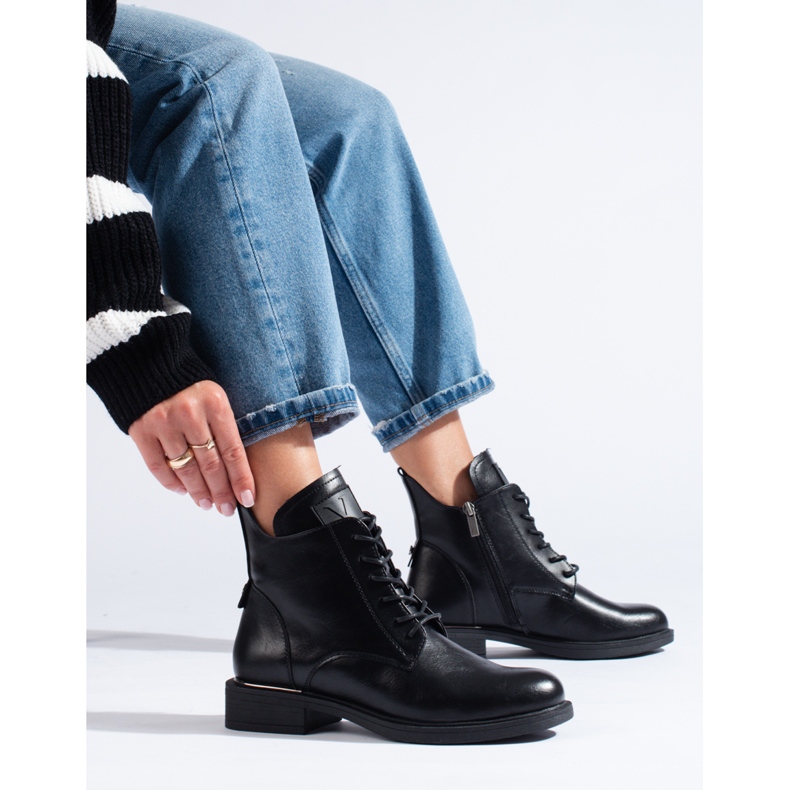 Vinceza ženske crne ravne čizme crna 1