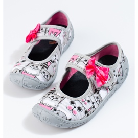 Sive papuče za djevojčice sa Shelovet mašnom siva 1