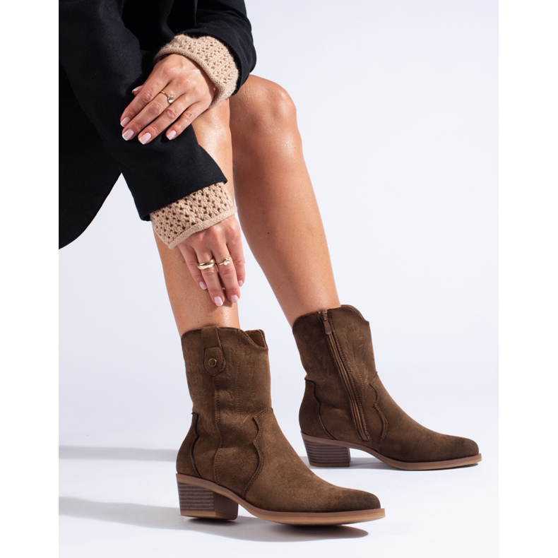 Shelovet crne kaubojske čizme od brušene kože smeđa 1