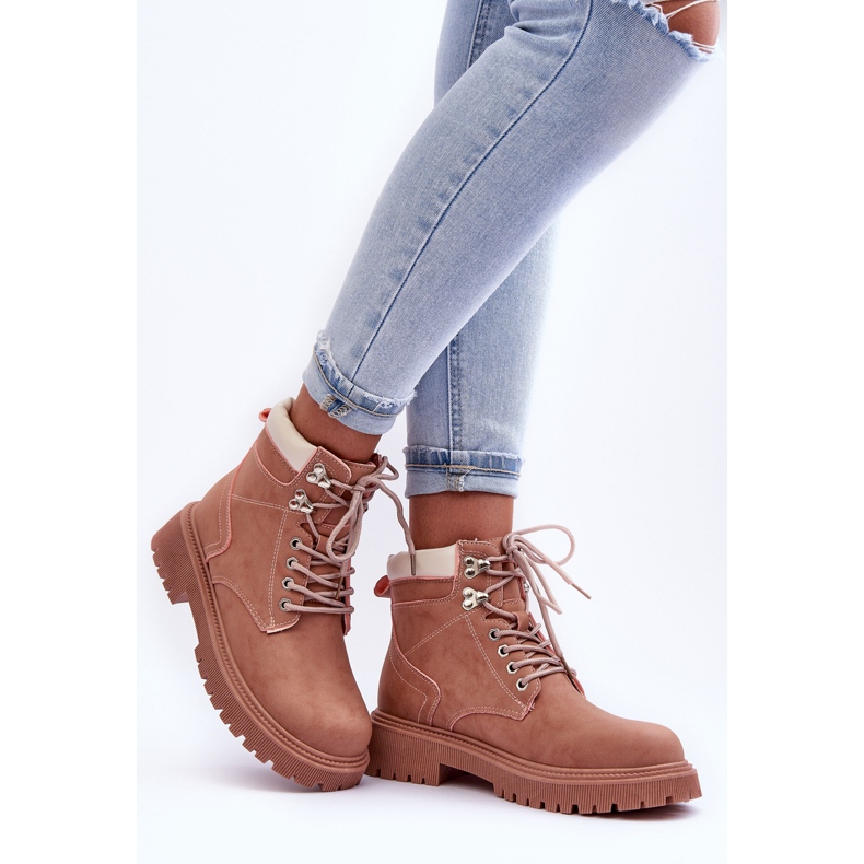 Ženske kožne tople traperice, ružičaste motke ružičasta 2