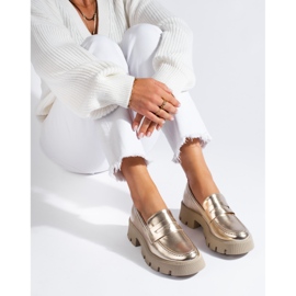 Zlatne ženske mokasine na debelom potplatu iz Sheloveta zlatna 1