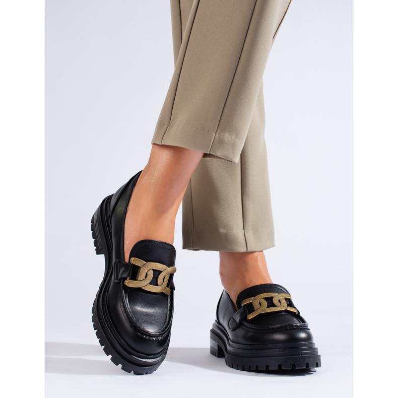 Crne ženske mokasine na debeloj Shelovet platformi crno 1