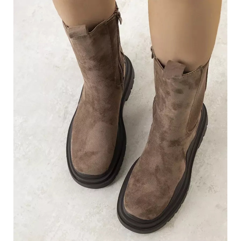 PA1 Smeđe Algade čizme s platformom smeđa 2