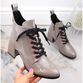 Lakirane taupe ženske čizme D&amp;A S.Barski Premium Collection MR870-66 bež 1