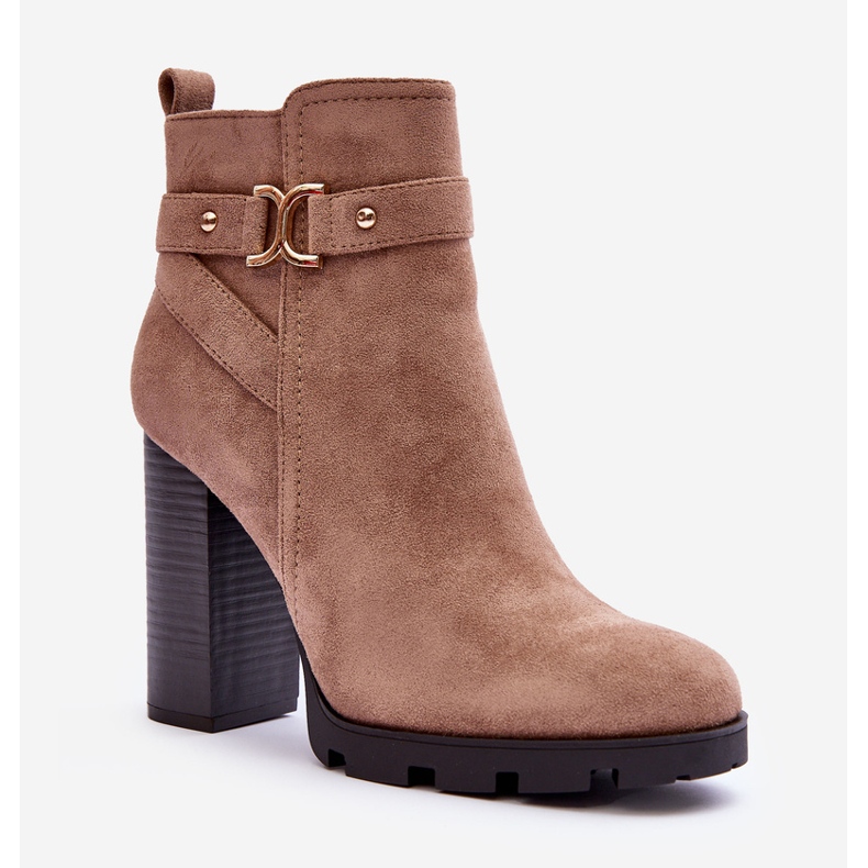 FB2 Bež čizme na visoku petu od antilopa Liani 1