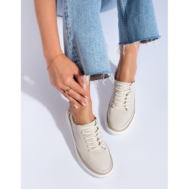 SHELOVET Ženske bež kožne cipele na platformi Shlovet 1