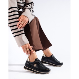 Crne kožne tenisice s platformom iz Sheloveta crna 1