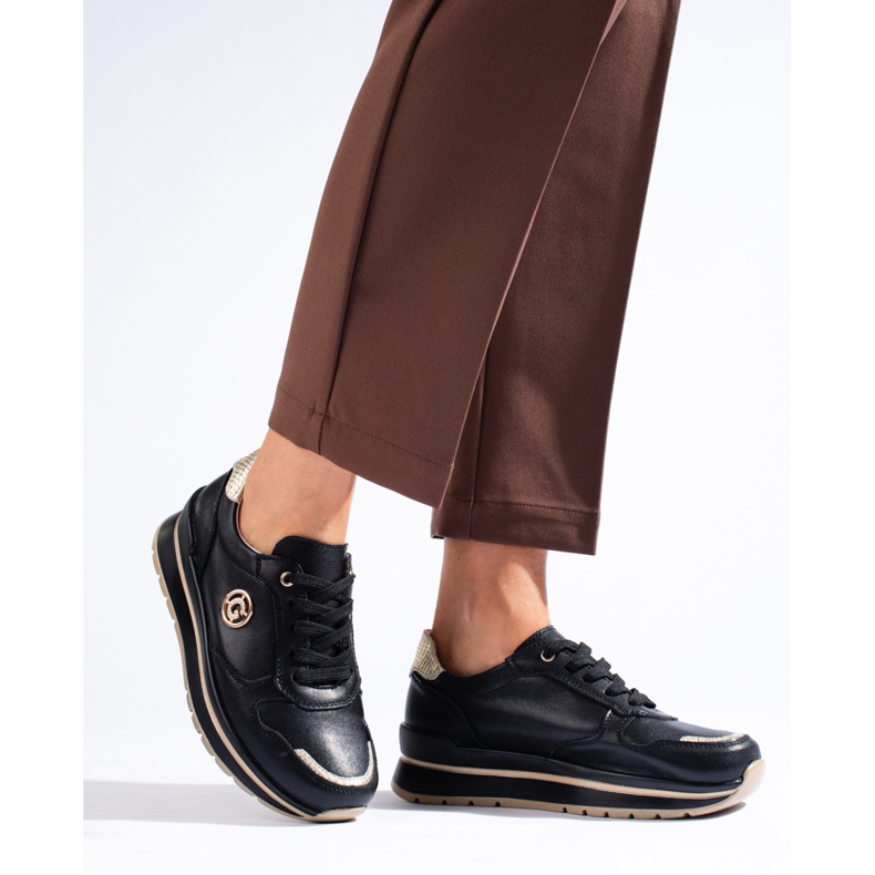 Crne kožne tenisice s platformom iz Sheloveta crno 2