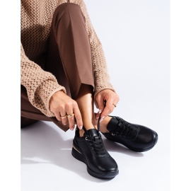 Crne kožne tenisice na wedge iz Sheloveta crna 1