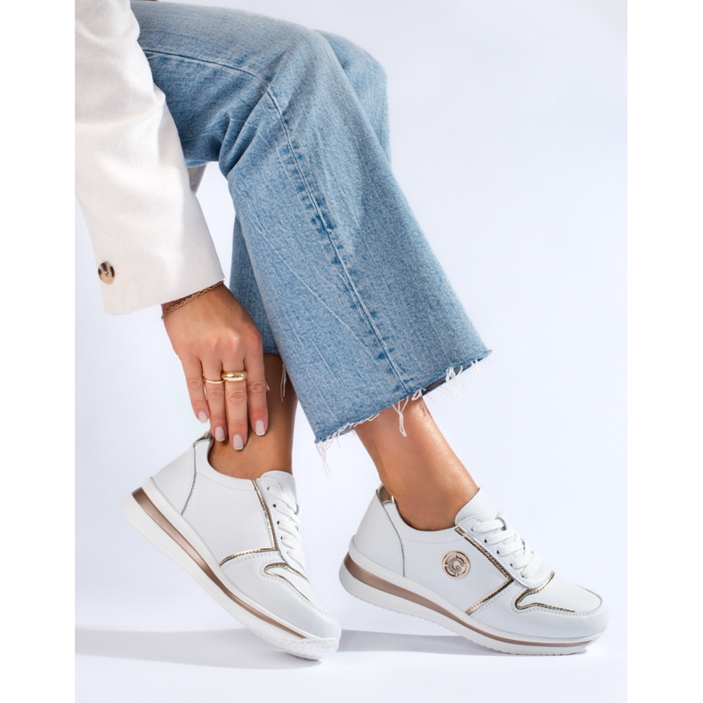 Shelovet ženske bijele kožne sportske cipele bijela 1