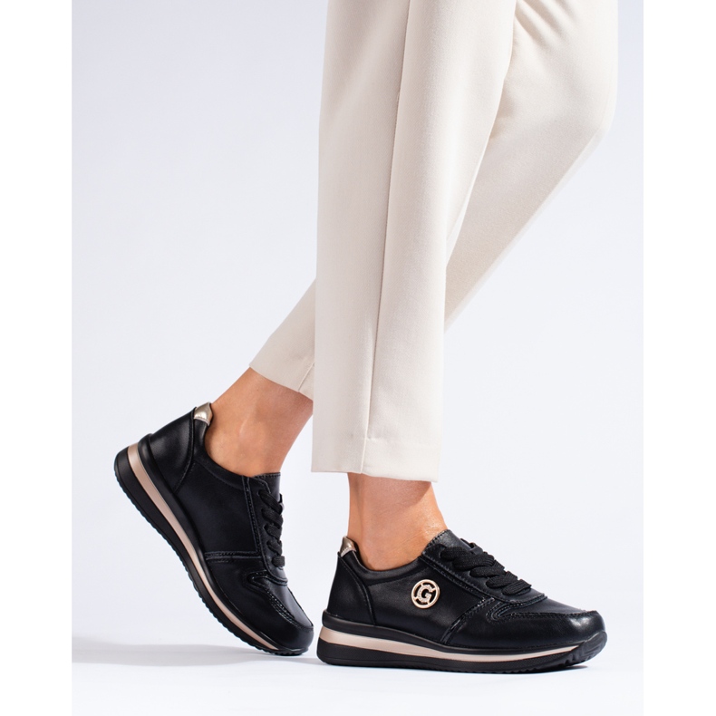 Shelovet crne kožne tenisice crno 1