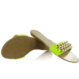 Papuče sa zlatnim lančićem MB-6272 žuto-fluo 1