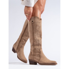 Shelovet bež kaubojske čizme od brušene kože 1
