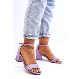 Klasične sandale na nisku petu od ljubičaste brušene kože za medeni mjesec ljubičasta 2