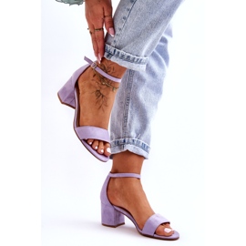 Klasične sandale na nisku petu od ljubičaste brušene kože za medeni mjesec ljubičasta 4