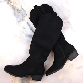 Ženske izolirane čizme od brušene kože crne Jezzi RMR2353-4 crno 1