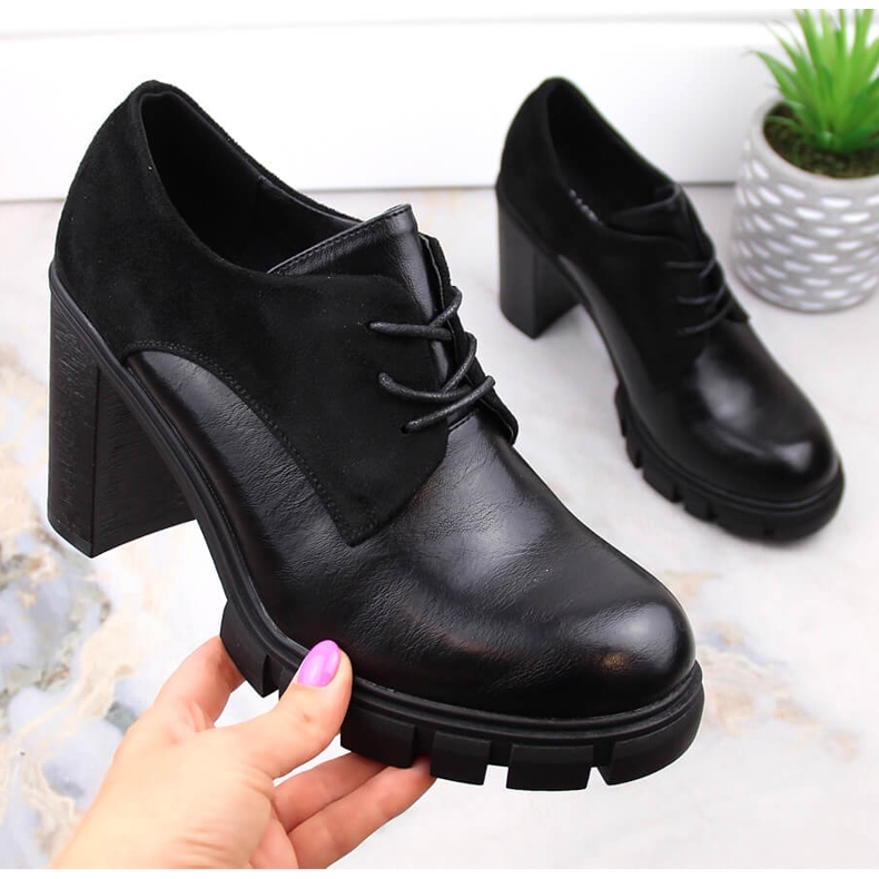 M. DASZYŃSKI Ženske cipele na stup i platformu crne M.Daszyński SA218-2 crna 1