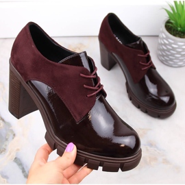 M. DASZYŃSKI Ženske cipele na stup i platformu, kestenjaste M.Daszyński SA218-2 crvena 1