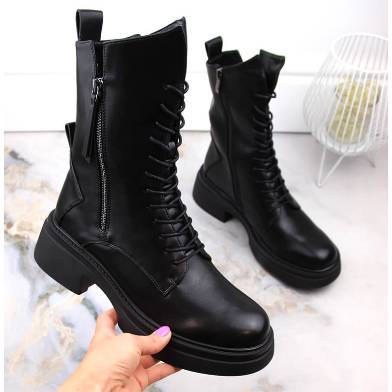 Ženske crne časničke čizme D&amp;A S.Barski Premium Collection MR870-23 crno 1