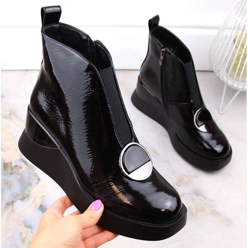 Ženske crne wedge čizme D&amp;A S.Barski Premium Collection MR870-36 crno 1