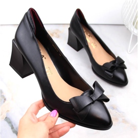 Ženske cipele na visoku petu s crnom mašnom D&amp;A S.Barski Premium Collection MR870-48 crna 1