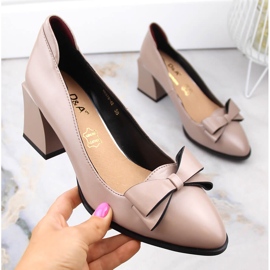 Ženske cipele na visoku petu s mašnom bež D&amp;A S.Barski Premium Collection MR870-48 1