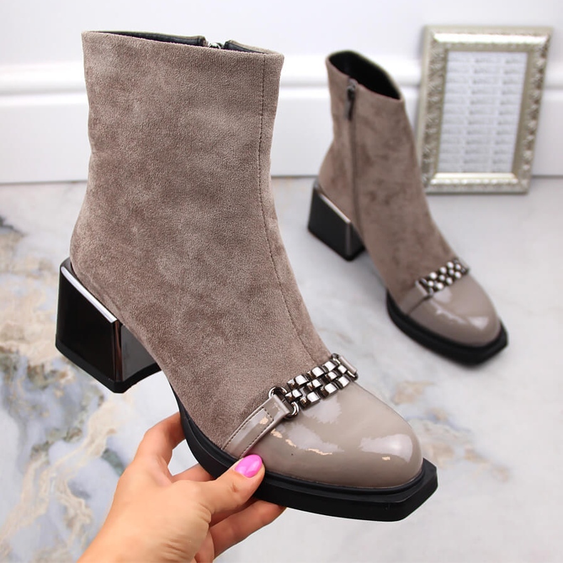 Ženske čizme na ukrasnu petu bež D&amp;A S.Barski Premium Collection MR870-70 1