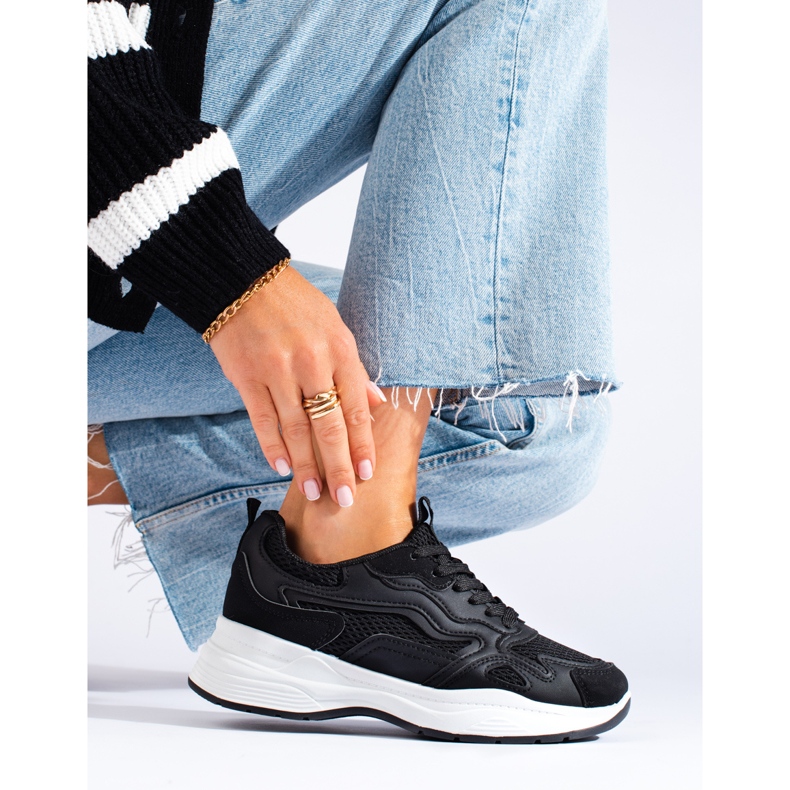 Shelovet ženske crne tenisice na vezanje crno 1