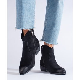 W. Potocki Ženske crne kaubojske čizme Potocki od brušene kože crno 1