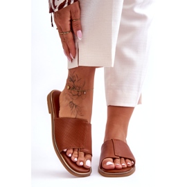 Ženske kožne papuče Camel Harmony smeđa 2