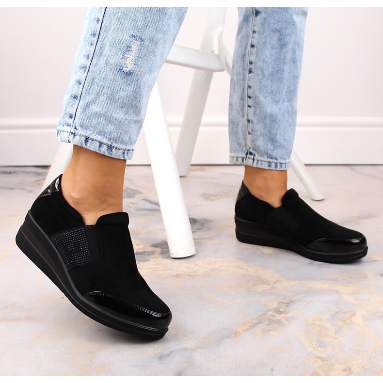 Ženske crne cipele na wedges marke Sergio Leone crna 1