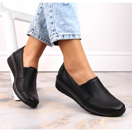 Kožne ženske cipele, slip-on crne Helios 350 crno 2