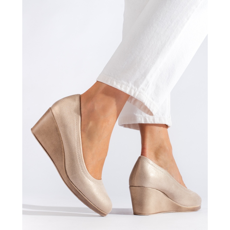 Shelovet ženske cipele na petu sa svjetlucavim šljokicama zlatni 2