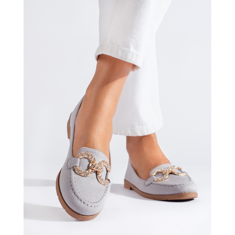 SHELOVET Ženske sive natikače od brušene kože Shelovvet siva 1