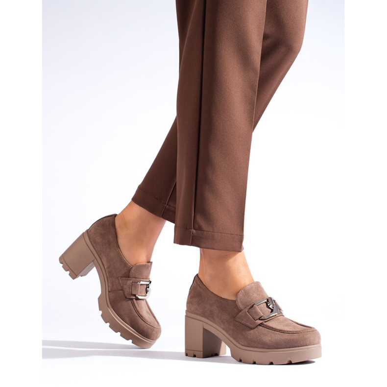 W. Potocki Tamno bež cipele s visokom petom od brušene kože Potocki 1