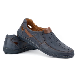 Olivier Muške kožne mokasine za ljeto 602 tamnoplave plava 4