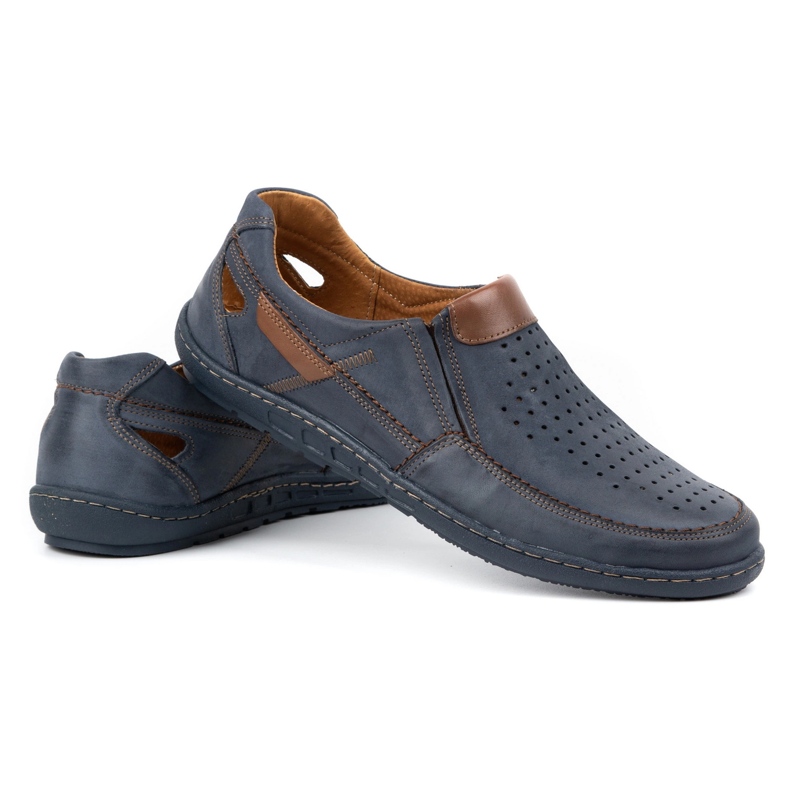 Olivier Muške kožne mokasine za ljeto 602 tamnoplave plava 4