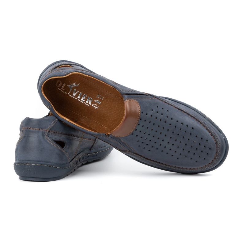 Olivier Muške kožne mokasine za ljeto 602 tamnoplave plava 2