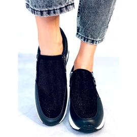 Ženske svjetlucave crne sportske tenisice na wedge crna 1