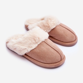 FB3 Ženske ružičaste papuče bež boje s krznom 1