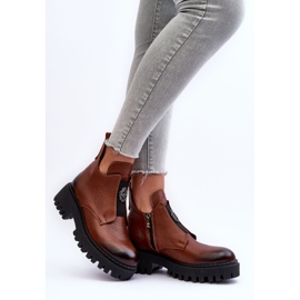 Lemar Ženske kožne gležnjače s ukrasom, smeđe Lusanna smeđa 2